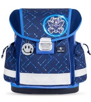 Iskolatáska, fémcsat, BELMIL "Classy Navy Blue Tech", robot