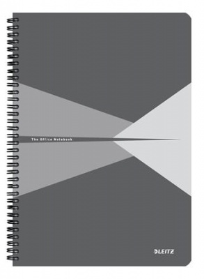 Spirálfüzet, A4, vonalas, 90 lap, PP borító, LEITZ "Office", szürke