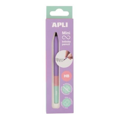 Töltőceruza, mini, HB, hatszögletű, tricolor, APLI "Infinite", mályvalila