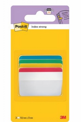 Jelölőcímke, műanyag, megerősített, döntött, 4x6 lap, 50,8x38,1 mm, 3M POSTIT, vegyes színek