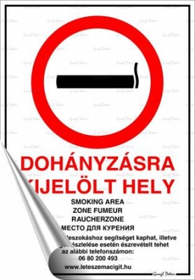 Információs matrica, 21x30 cm, "Dohányzásra kijelölt hely"