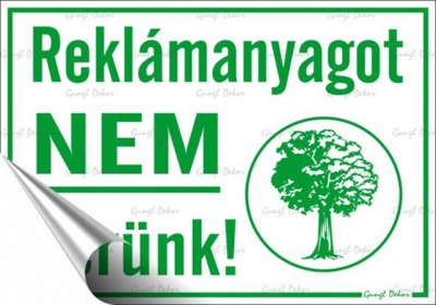 Információs matrica, 11,6x16,6 cm, "Reklámanyagot nem kérünk"