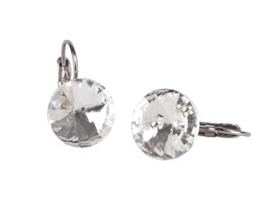 Fülbevaló, francia kapcsos, natúr fehér, SWAROVSKI® kristállyal, 12 mm, ART CRYSTELLA®