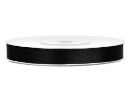 Szatén szalag, 6 mm, fekete